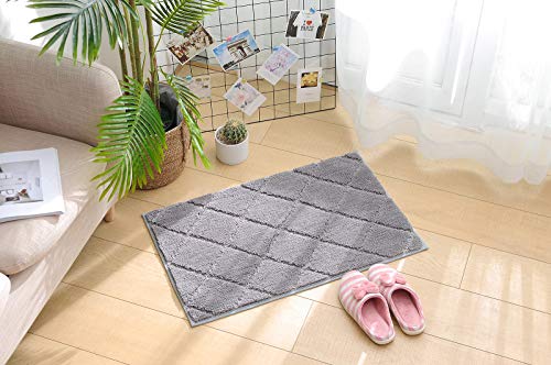 ARNTY Tapis de Bain Antiderapant,Tapis de Douche Absorbant en Microfibre/Chenille Tapis Bain pour Salle de Bain,Cuisine,Toilette (Gris-Microfibre, 50x80cm) Cover