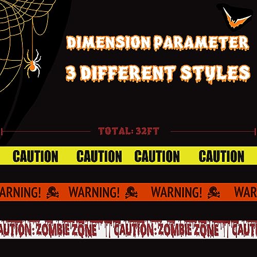 Jsdoin Halloween Decorations Caution Tape 30M Yellow Hazard Warning Props Fright Tape for Zombie Party Haunted House Party Danger Areas Decoration — photo 4