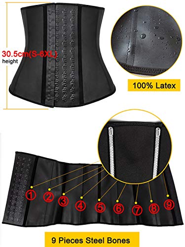 Women Body Shaper 100% Latex Waist Trainer Corset Shapewear Waist Tops Plus Size Women Girdle Corset (Color : Black Girdle, Size : Xxxl) #TOP5