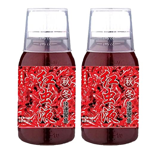 Aumude 100ml Red Worm Liquid Bait, High Concentration Attractive Smell Fishing Bait, Red Worm Attractant Scents - New Natural Bait Scent Fish Attractants for Baits (2Pcs)