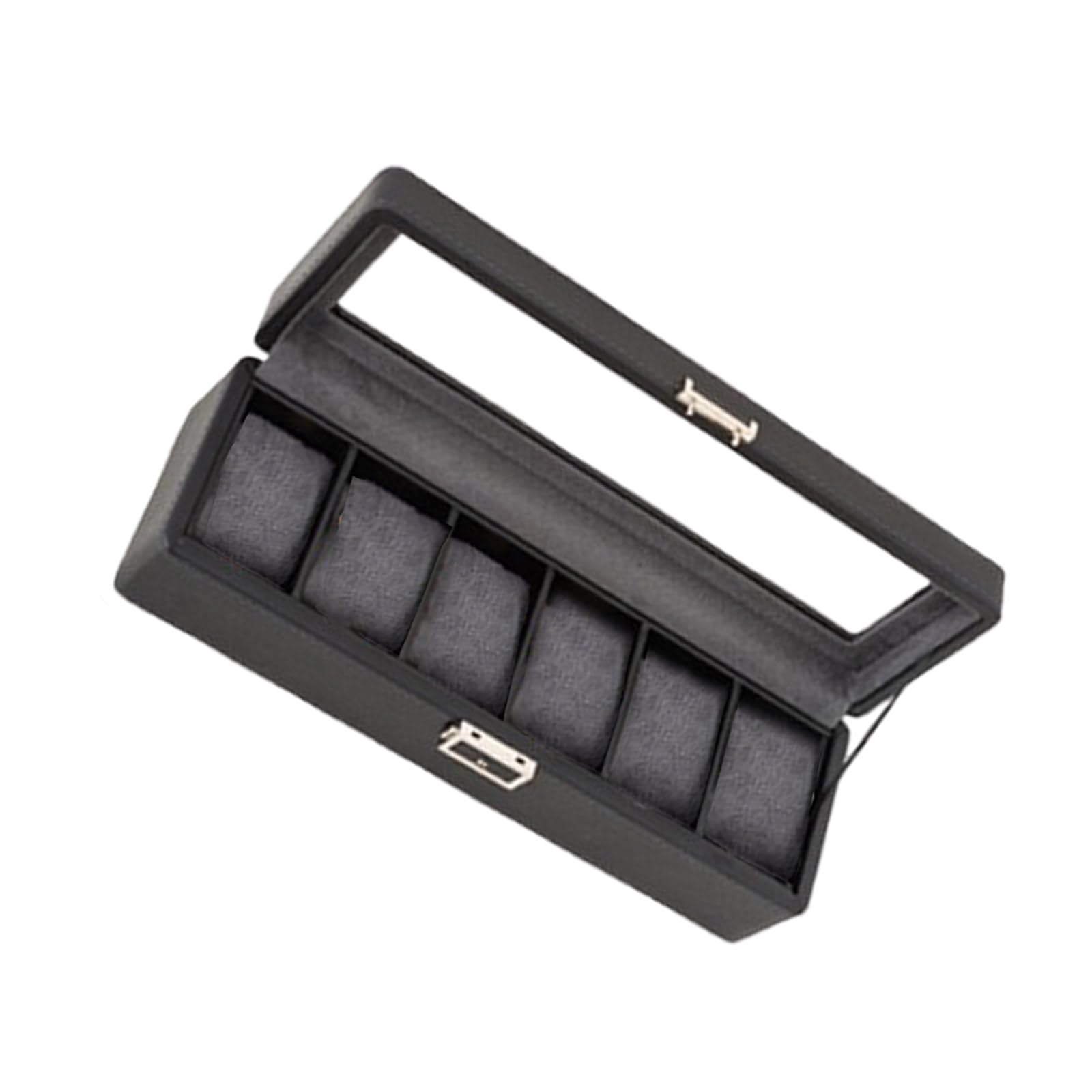 Mehrzweck-Uhrenbox mit stabiler Schublade und Glasdeckel, Vitrine, weiches Mikrovelours-Innenfutter, für den täglichen Gebrauch