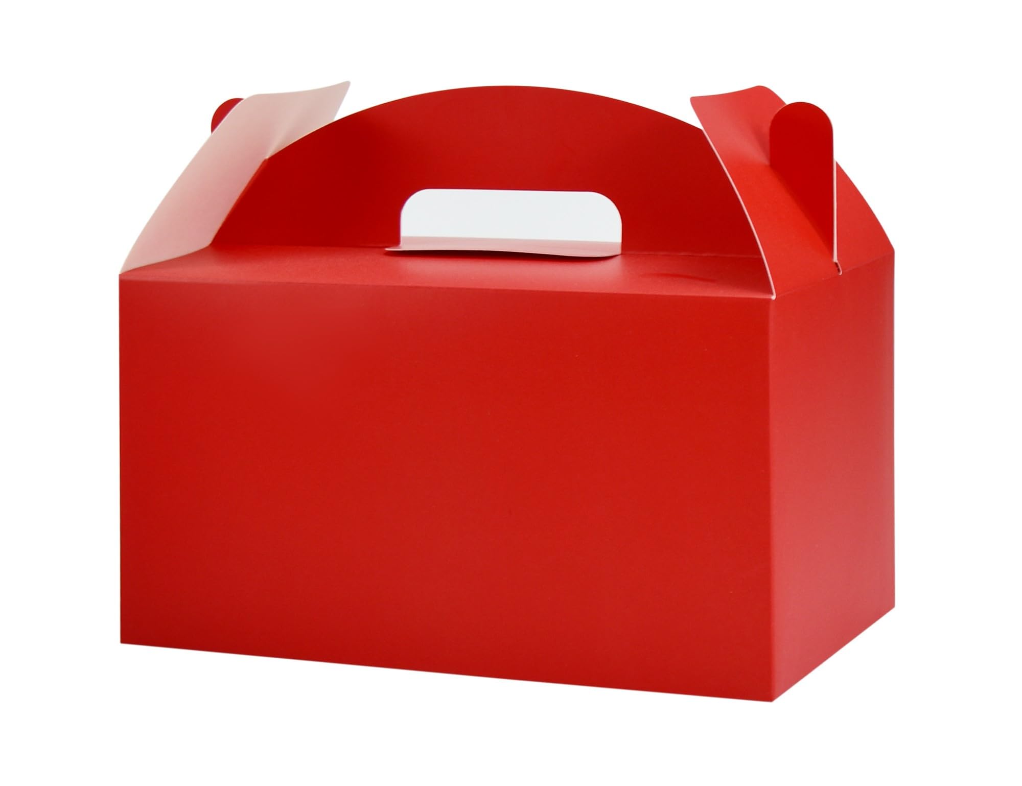 Papertide Red Gable Box with Handles, 30 Pack 13x24x13cm Sturdy Colorful Cardstock treat Boxes for Christmas Birthday Party Favors, Premium Presentation Boxes with Lids