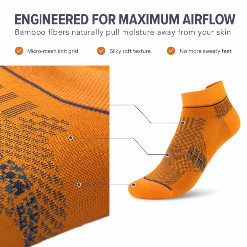 Image of BAMBOOVEN Ankle Socks for Men Women 6 Pack Thin Bamboo Rayon Low Cut Socks | BAMBOOVEN Ankle Socks for Men Women 6 Pack Thin Bamboo Rayon Low Cut Socks, No Slip Cushioned Running Socks with Arch Support