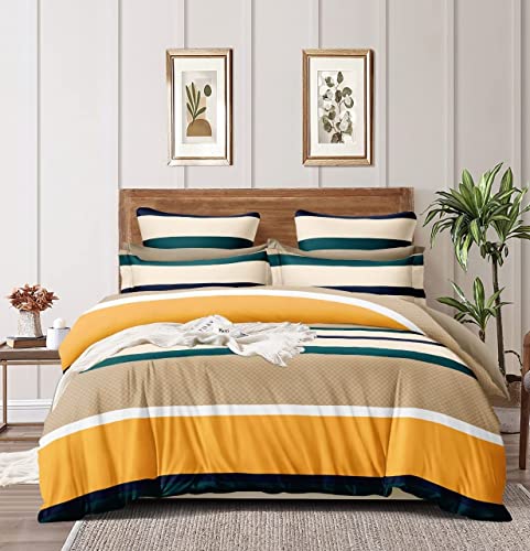 Image of Viewstar Premium Cotton Duvet Cover, Single Size 60x90 Inches, 300 Thread Count, Ultra-Soft, Wrinkle-Free, Cotton-Quilt /Comforter Zipper Cover (Beige Design)