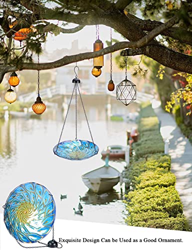 Mumtop 11 Inch Hanging Bird Bath Glass Bird Bath Peacock Outdoor Bird Feeder For Garden Yard Decoration #TOP5