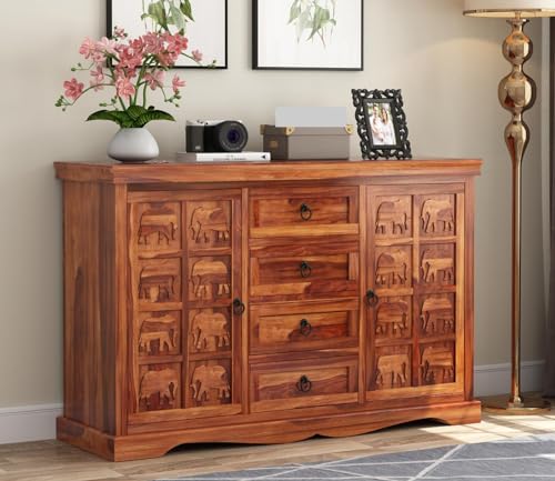 Image of Solid Sheesham Wood Wooden Chest (Carl)