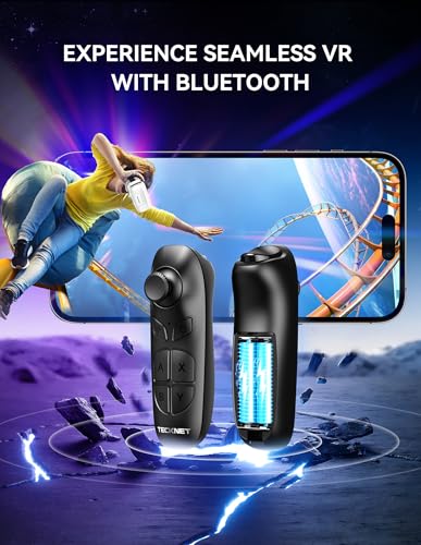 Image of TECKNET VR Headset for Phone with Controller, Virtual Reality Headsets with HD 110FOV Anti-Blue Light Lenses & Adjustable Gears, 3D VR Headset for Kids Compatible iPhone Samsung Android 4.7-7.2 inch