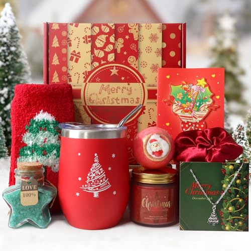 Neekiko Christmas Gifts for Women, 2025 Christmas Gift Ideas, Xmas Gifts for Mom Teacher Coworkers Girlfriend Wife Sister Nurse, Merry Holiday Gifts Basket Set & Secret Santa Box Set