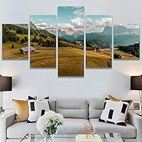 SIGNWIN 5 Panel Canvas Wall Art Modern Art Expressive Farmhouse/Country Landscape Mountain Top Multicolor Photography for Home Decorations Ready to Hang - 60