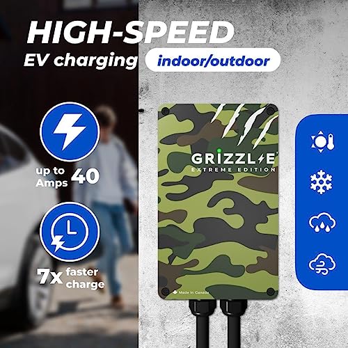 Image of Grizzl-E Classic, Level 2 240V / 40A Electric Vehicle (EV) Charger, UL Certified, Metal Case Enclosure, Indoor /Outdoor Electric Car Fast Wall Charging Station, NEMA 14-50 Plug, Extreme Edition