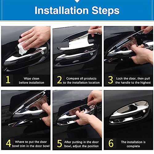 Couverture de poignée chrome pour Volvo XC60 MK2 avec film protecteur extérieur anti-choc - 5