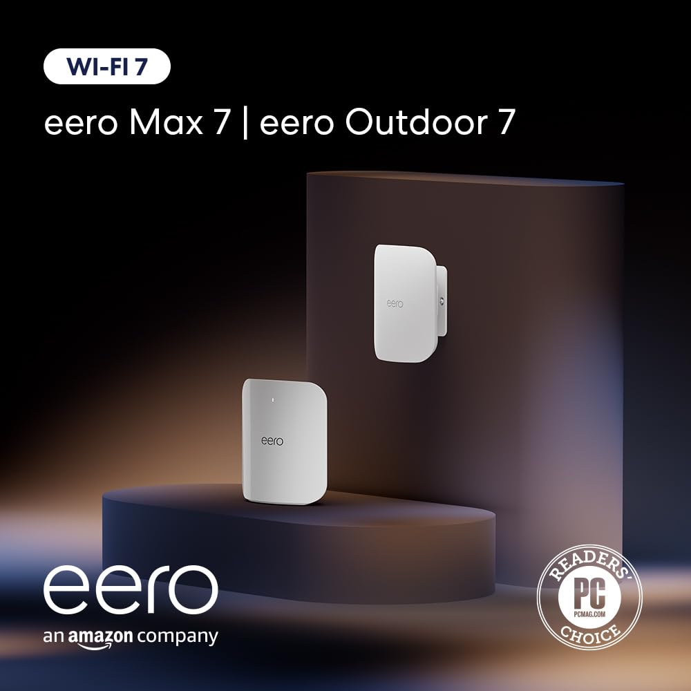 Amazon eero Max 7 (1-pack) with Amazon eero Outdoor 7 (1-pack) mesh wifi system Amazon eero Max 7 (1-pack) with Amazon eero Outdoor 7 (1-pack) mesh wifi system