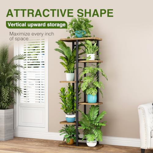 Image of LINZINAR Plant Stand Indoor 6 Tier Metal Corner Tall Flower Shelf