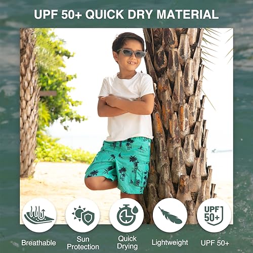 Image of Kanu Surf Boys' Victor Stripe Quick Dry Beach Board Shorts Swim Trunk