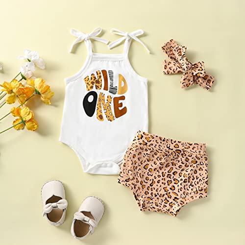 Toddler Girl Birthday Outfit Wild 1-5 Birthday Short Sleeve Romper Shirts Bodysuit Leopard Print Bell Bottom Pant2