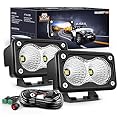 Nilight Motorcycle LED Pods 2 PCS 3 Inch Flood Offroad Fog Light 1160LM Driving Auxiliary Lights w/18AWG DT Wiring Harness Kit for ATV Truck Boat Tractor Forklift