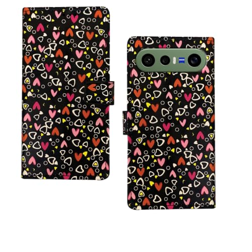 Image of amazon basics Vivo X300FE 5G Flip Cover | Card Pockets Wallet & Stand | Flip Cover for Vivo X300FE 5G (Black Hearts)
