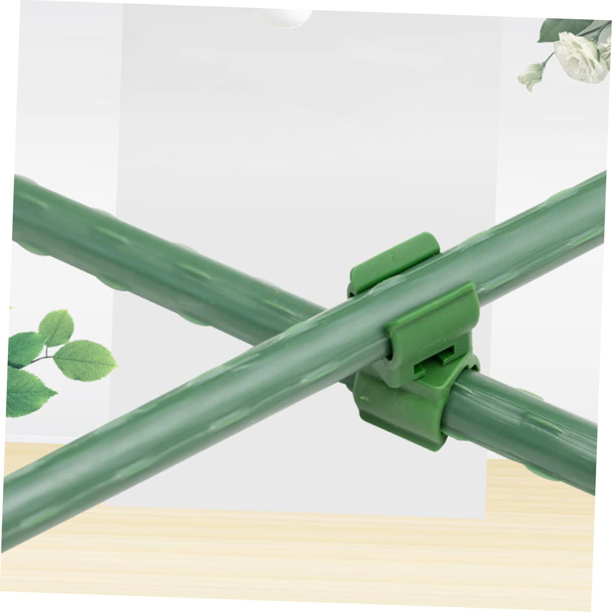 Sosoport 3 Sätze Weinstock Klettern Gitter Rankengestell Pflanzenkletterdraht Pflanzenkletterverbindung Bieger Moosstangen Haken Stake-Clip Blumen-Rattan-Schnalle Plastik Green 50 Stück * 3