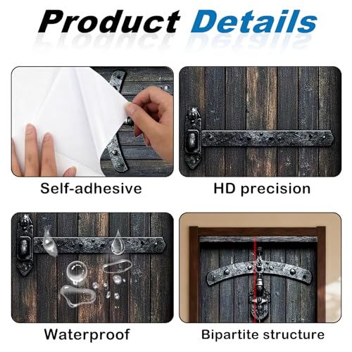 Image of Nuxovilar Retro Wooden Door Stickers Peel Stick PVC 30.3x78.7 in