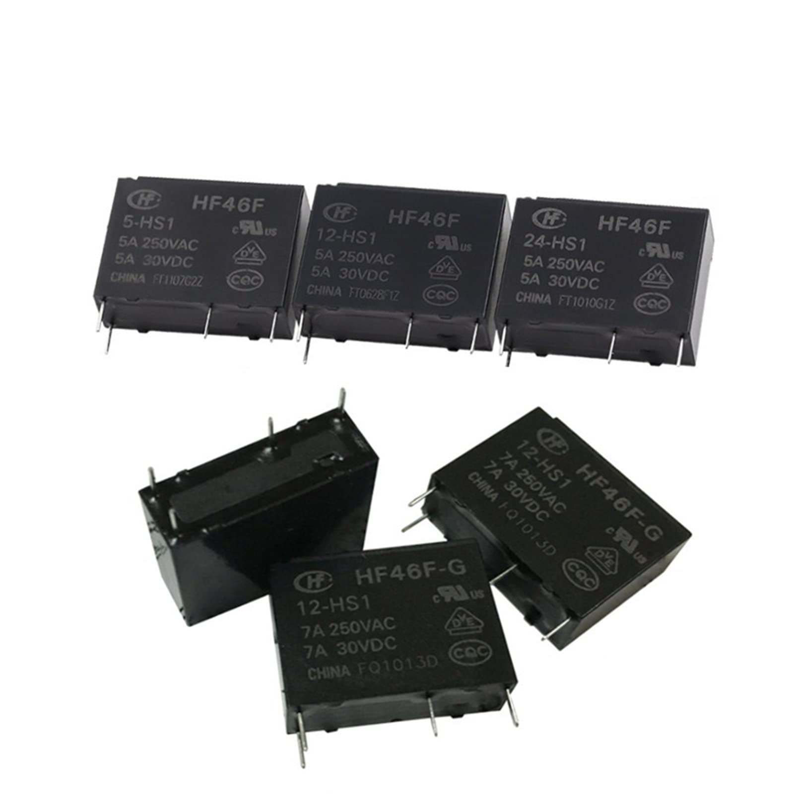 AQHYEBNSR 5Pcs Power Relays HF46F-005-HS1 HF46F-012 024-HS1 HF46F-G/12-HS1 HF46F-G/5-HS1 HF46F-G/24-HS15V 12V 24V 5A 4Pin Small Relay(HF46F-012-HS1)