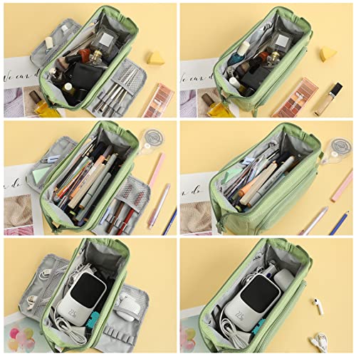 Image of EOOUT Big Capacity Pencil Case /Pouch, Pen Bag, Large Organized Case for Office Supplies Stationery, Makeup Bag for College Middle School Travel (Green)