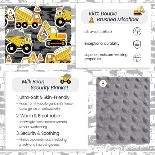 Image of Viviland Toddler Nap Mat with Pillow and Minky Dot Blanket, Excavator