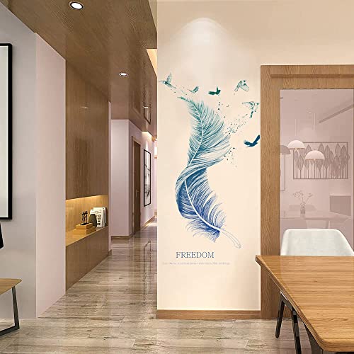 Feathers Wall Decals Wall Stickers For Bedroom Wall Mural As Wall Decor For Living Room | 124Cm X 72Cm Removable Peel And Stick Wall Stickers For Walls Decoration As Housewarming Birthday Gift #TOP3