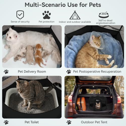 Image of Siedihit Dog Playpen Tent Crate Cage Indoor Outdoor Whloe Black Small