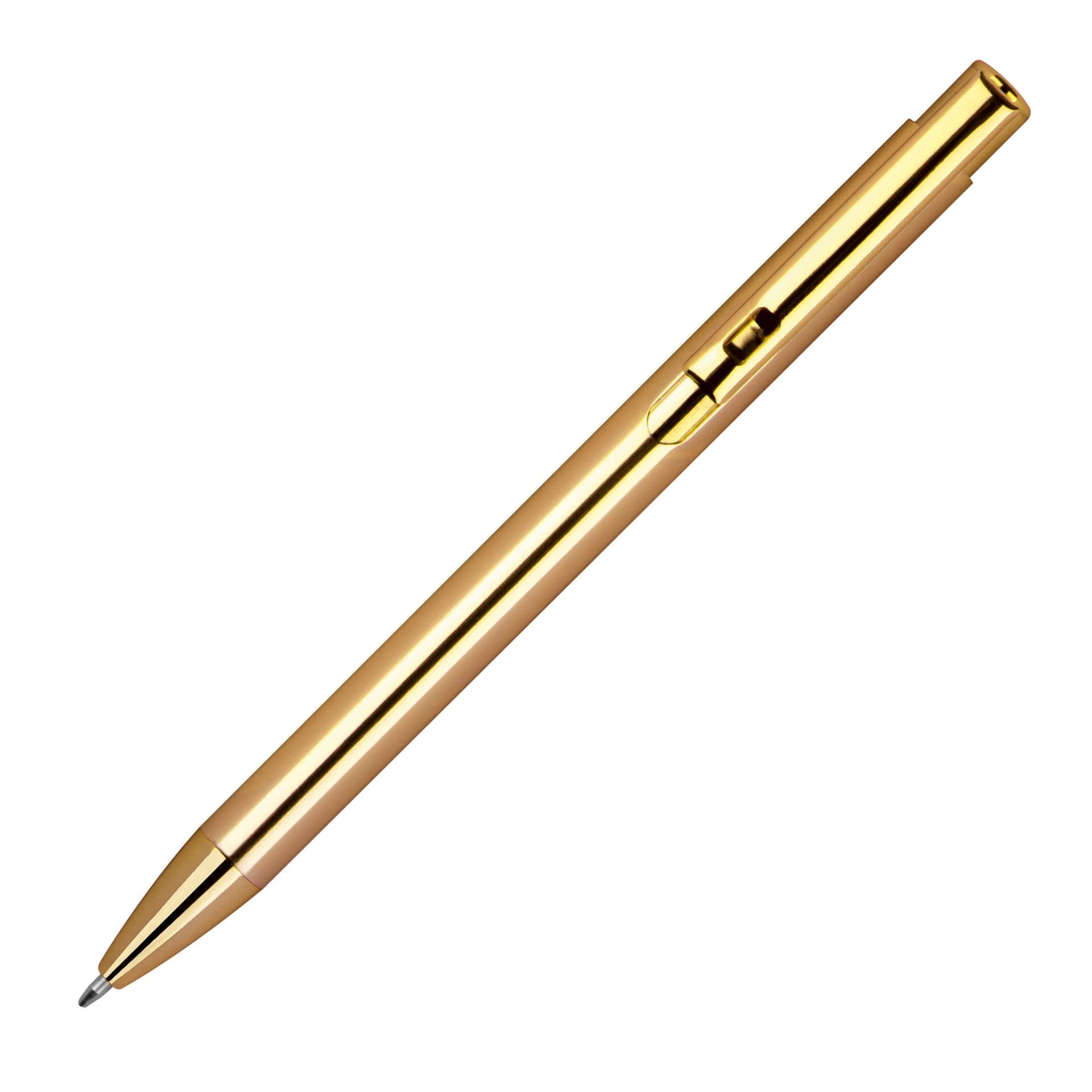50x Kugelschreiber Elegant mit Gravur | Emojis Gravur möglich | Personaliesierter Werbekugelschreiber mit Wunschgravur | (Gold, 50 Stück)