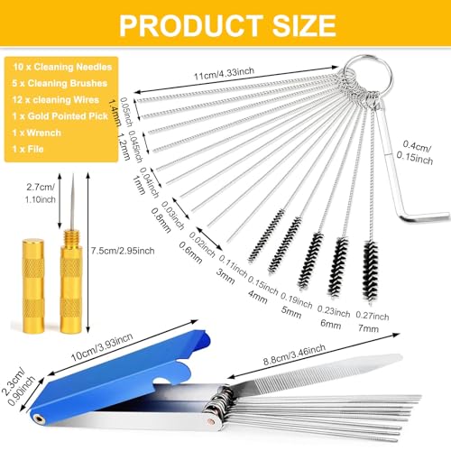 Image of Carburetors Carbon Dirt Jet Remove Cleaner with 13 Cleaning Wires Set, 10 Cleaning Needles, 5 Nylon Brushes, 1 Sharp Pick Tool Kit for Motorcycle Welder Chainsaw Spray Guns