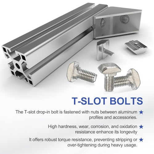 Image of PATIKIL M5 x 10 mm T-Slot Bolts, 20 Sets Drop-in Bolt Hammer Head with Hexagon Flange Nuts T-Bolt Stud Sliding Screw for 20 Series Aluminum Extrusion Profile, Silver