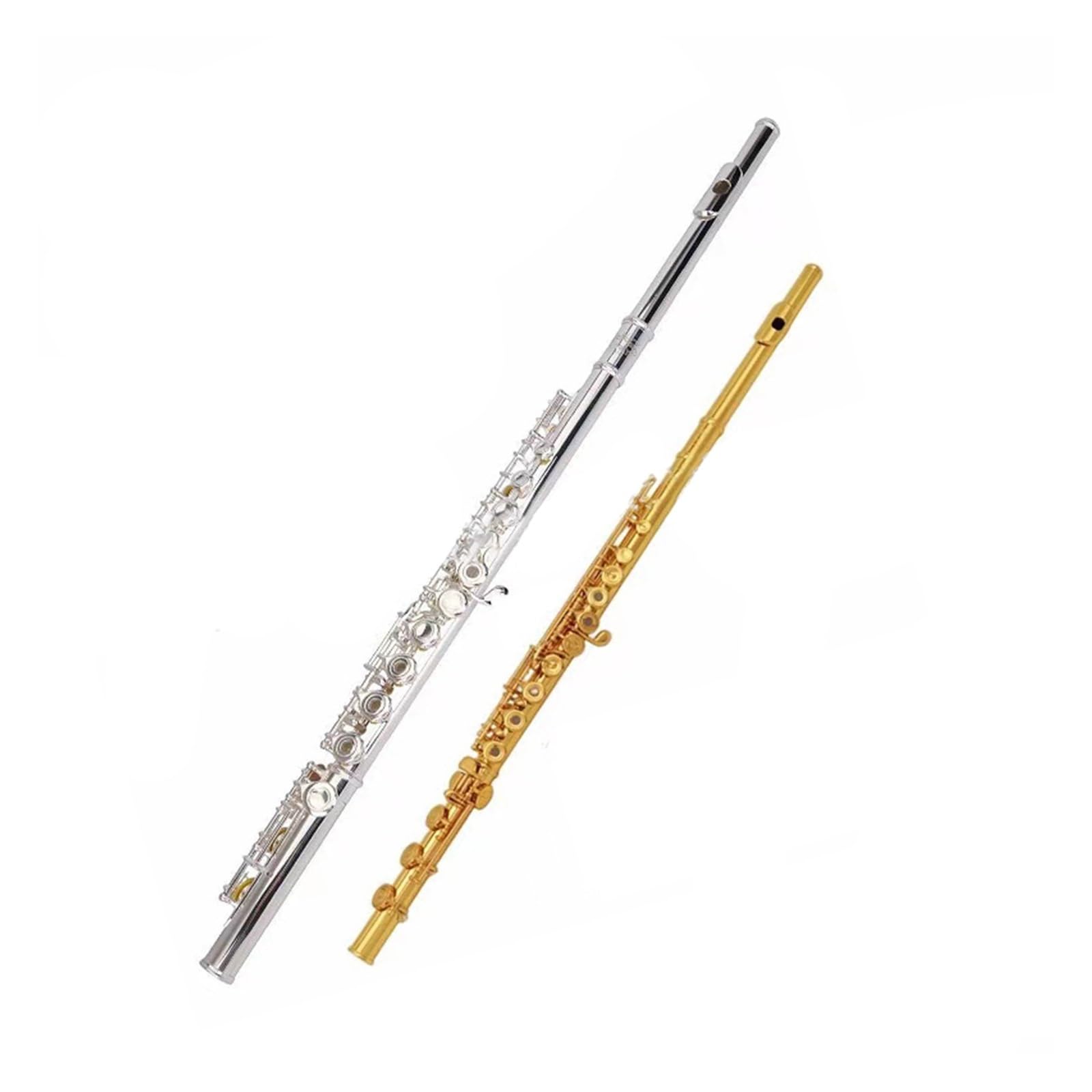flet prosty Instrument fletowy 16/17 otwór zamknięty otwór biała miedź platerowana niklem srebrny/srebrny flet instrument C klucz dla początkujących flet (Color : Style 1)