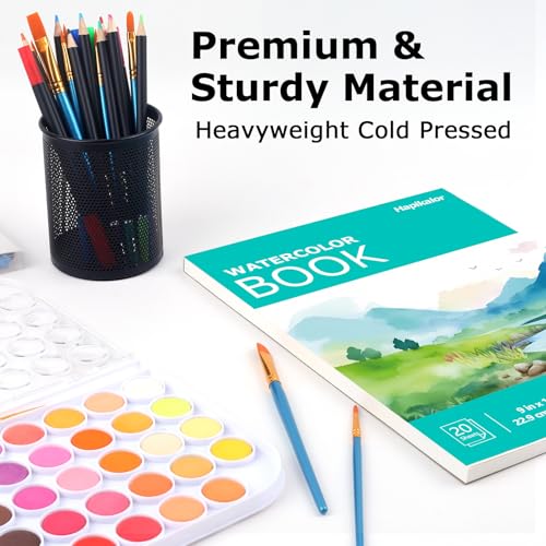 Image of Watercolor Paper Pad, 9 inchx12 inch Water Color Paper, 140lb /300gsm Artist Painting Drawing Paper Book, Art Supplies for Adults Kids, Watercolors, Watercolor Paint Set, Sketchbook, Journal, Green