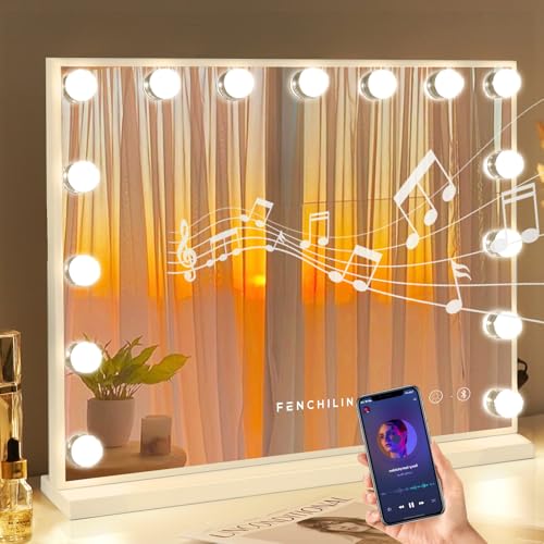 FENCHILIN Vanity Mirror with Lights and Bluetooth Speaker...