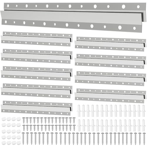 Image of French Cleat Hanger 12 Inch - 10 Pairs, Z Bar Hanger Supports 60 Lbs, Interlocking Wall Mounting Bracket Hardware Kit for Hanging Mirrors, Picture, Shelf, Whiteboard, Art, Frames