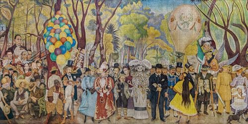 Rompecabezas de 1000 piezas para adultos con arte de Diego Rivera, historia mexicana, acabado mate, ajuste perfecto, panorama de 32x16 pulgadas, Frida Kahlo, Sueño de una tarde dominical en el Parque Alameda miniatura 2
