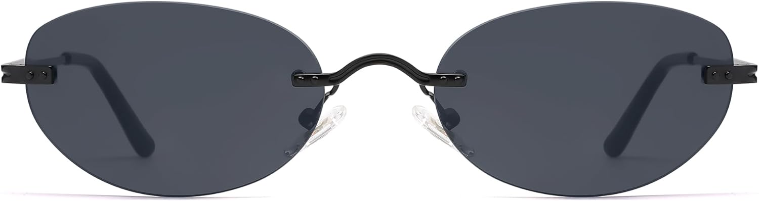 SOJOS Retro Small Oval Sunglasses Womens Trendy Rimless Sun Glasses Vintage Narrow Shades SJ1242 - Image 4