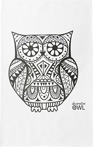 Half a Donkey The Decorative Owl Large Cotton Tea Towel by