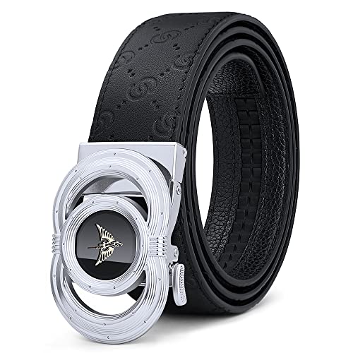 VANNANBA Ratchet Leather Belt for Men Designer Belts for Men with Automatic Buckle Alloy,Trend Fashion with Gift Box(36