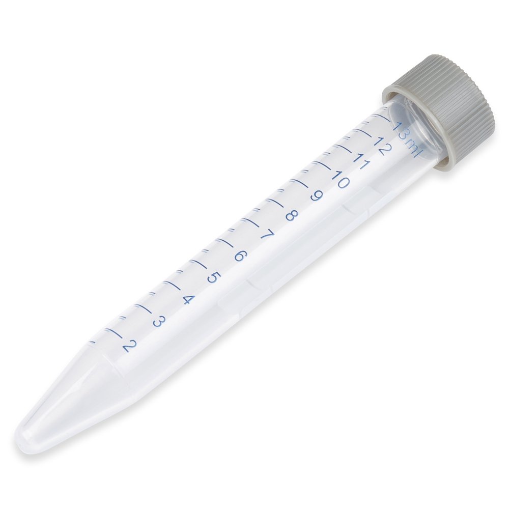 15ml Centrifuge Tube, PP Material, Printed Graduation, Grey Cap, Sterile, Karter Scientific 235X2 (Pack 50)