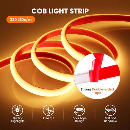 Cinta LED COB IP67 5 metros Blanco Cálido 3000K DC12V miniatura 5