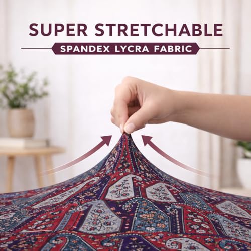 Image of STITCHNEST 'Contour Fit Series' Stretchable Printed Wooden Sofa Cover (Pack of 4) - Elastic Wooden Chair Cover | Wooden Sofa Seat Cover | Size - 20-21 x 20-21 x 3-5 in