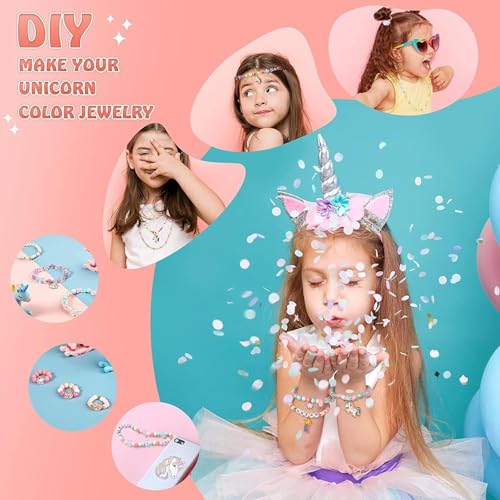 Image of MAGHROLA Children's Jewelry Making Kit - Colorful Beads DIY Bracelets, Necklace, Hairband & Rings Craft Kits Birthday Gift Activity Games for Girls Age for 4, 5, 6, 7-Year-Old Little Girls-Multicolor