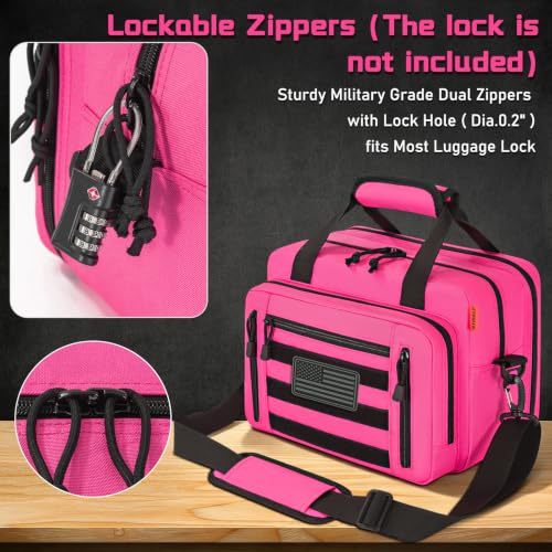 Image of Pistol Case, Gun Range Bags For 2 Pistols 6 Magazines Carrying Shooting Bag with Lockable Zipper for Shooting Range Outdoor Hunting