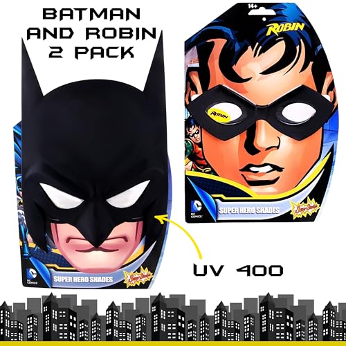 Image of Sun-Staches Batman Sunglasses, DC Comics Heroes & Villains Costume Accessory | Official DC Batman, Robin, Batgirl, Joker, Catwoman, or Harley Quinn | Costume Ready | 100% UV | One Size Fits Most