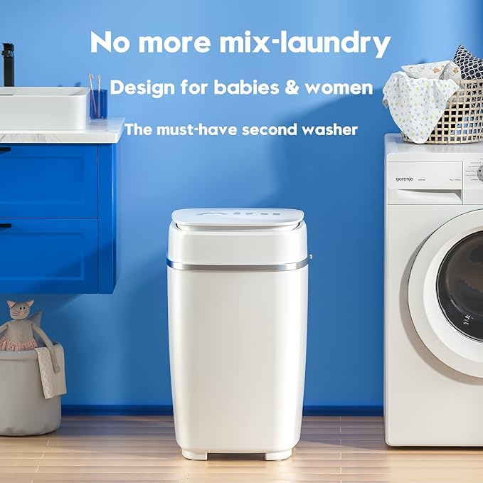 Image of Top Loading New Washing Machine || Steel Drum Portable Washing Machine with Anti Bacterial Function of Blue UV Light Rotary Controller for Compact Laundry || Washing Underwear Baby Clothes