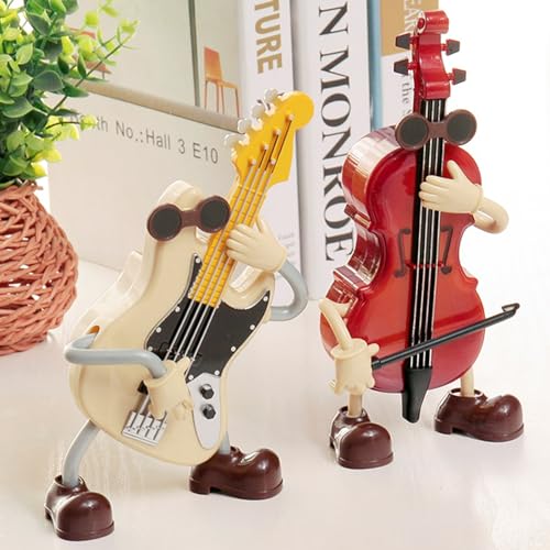 Music Box - Mini réplica de instrumento, violín y guitarra de dibujos animados creativos con diseño dinámico para niños, perfecto para los amantes de la música rock