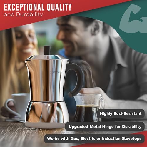 Luxhausmokapot3cupstovetopespressomaker100stainlesssteelitalianandcubanmochacoffeemaker Urban Country Home Decor Luxhaus moka pot 3 cup stovetop espresso maker 100 stainless steel italian and cuban mocha coffee maker urban country home decor