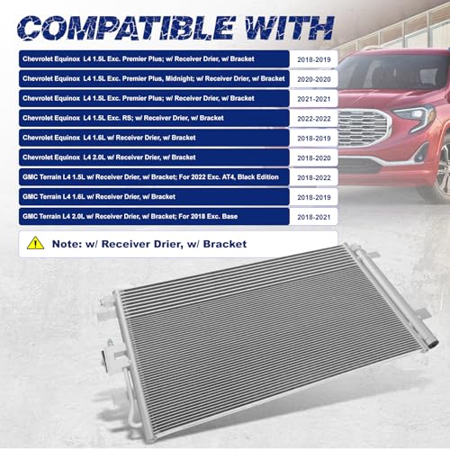 Image of Air Conditioning A /C Condenser Compatible with Chevrolet Equinox /GMC Terrain # 30082, 23270537, 84550136, 84782527, GM3030324