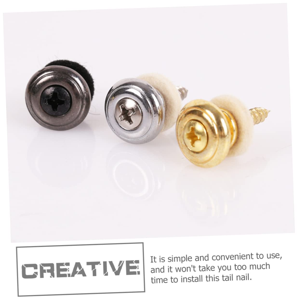 Yardwe Metal Guitar Strap Buckle 6 Pcs Guitar Strap Nails Locking Mechanism Easy to Use